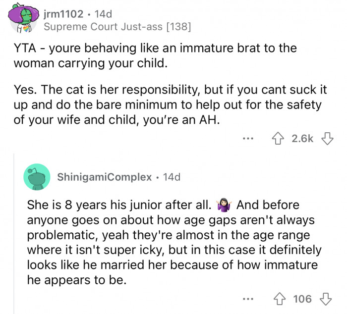 OP is being immature by taking this stance.