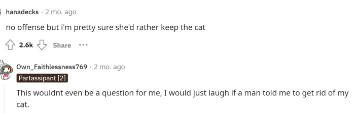Again, people are suggesting that her cat means more to her than the boyfriend, and that very well may be the case.