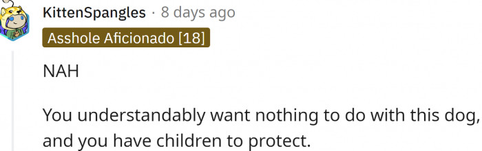OP has children to protect