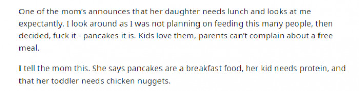 The list went on before one of the moms decided it was time for her daughter to eat lunch.