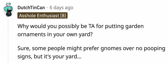 The gnomes can hold the signs up if they prefer that