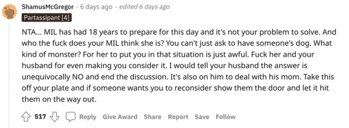 It's also on him to deal with his mom