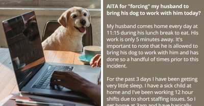 Furious Woman Forces Her Husband To Bring Their Energetic Dog To Work After It Wakes Up Their Sick Daughter