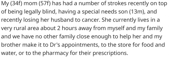 Her mom is in a bad situation and needs her help