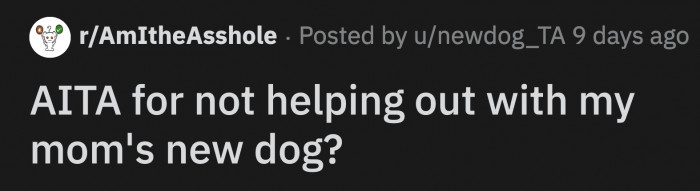 OP's Mom Called Him an A**hole for Not Letting the Dog Out