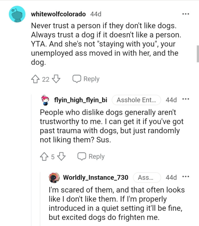 It was the unemployed OP that moved in with the GF