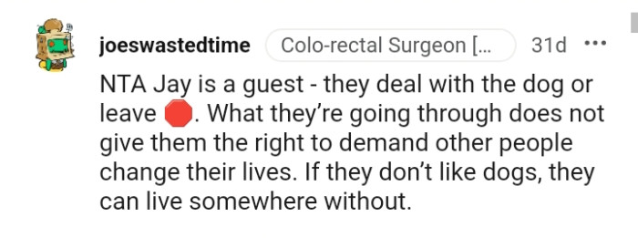 It doesn't demand that other people change their lives