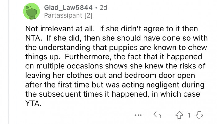 Puppies are known to behave this way, and OP should have known better.