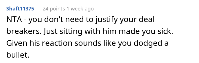 His reaction toward her allergy tells something about his personality.