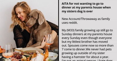 Man Tells His Parents He Wouldn't Be Visiting Them Whenever His Sister's Dog Is Around After Finding A Dog Hair In His Dinner