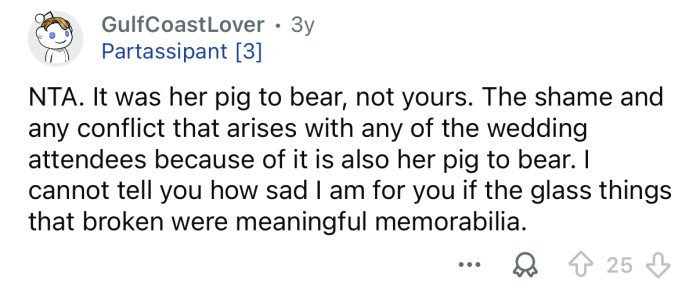It’s her “pig to bear.”