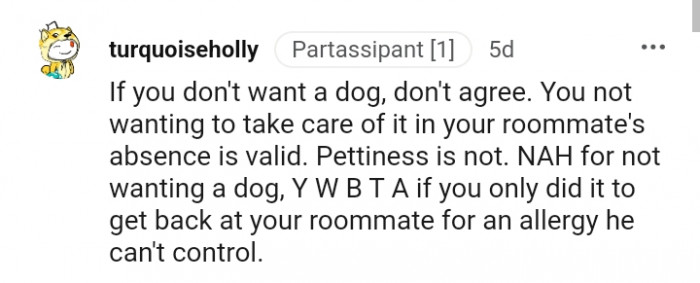 If you don't want a dog, don't agree