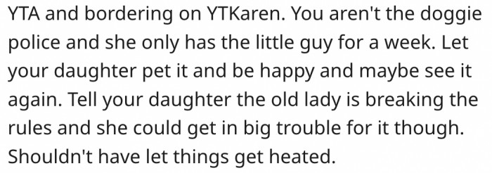 13. He should allow his daughter to befriend the dog instead.