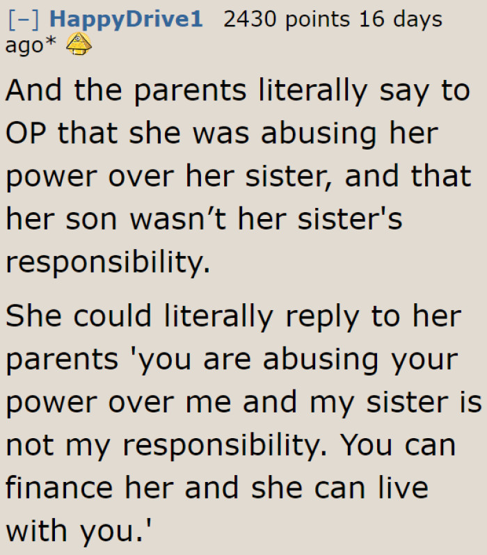 The OP can shut the parents down by saying the same thing back at them.