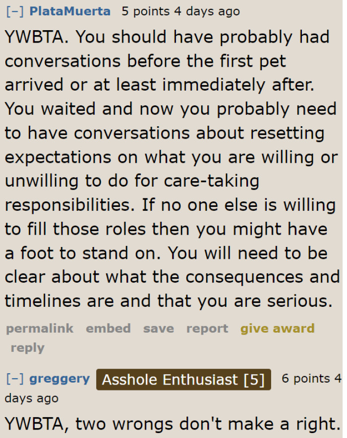 The OP Didn't Have to Wait for the Third Pet to Arrive to Raise This Issue.