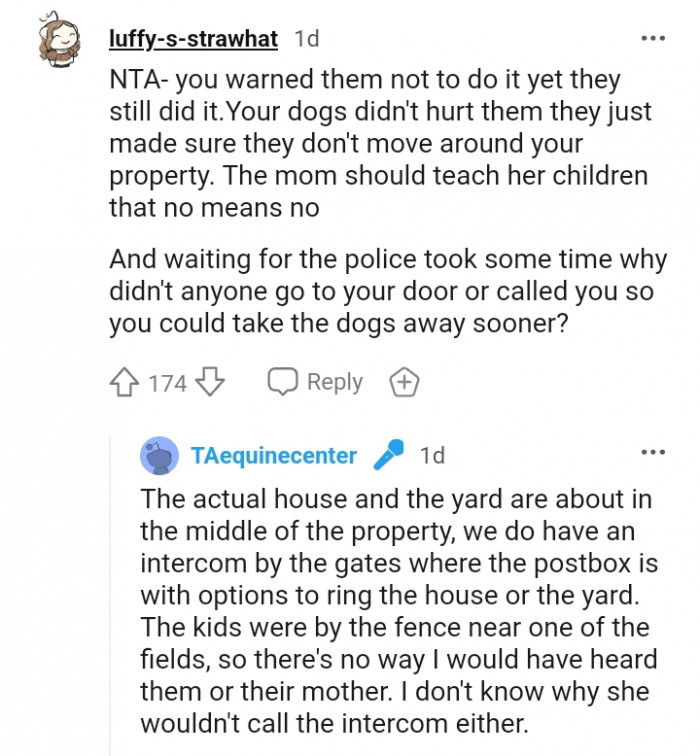 The mom should teach her children that no means no