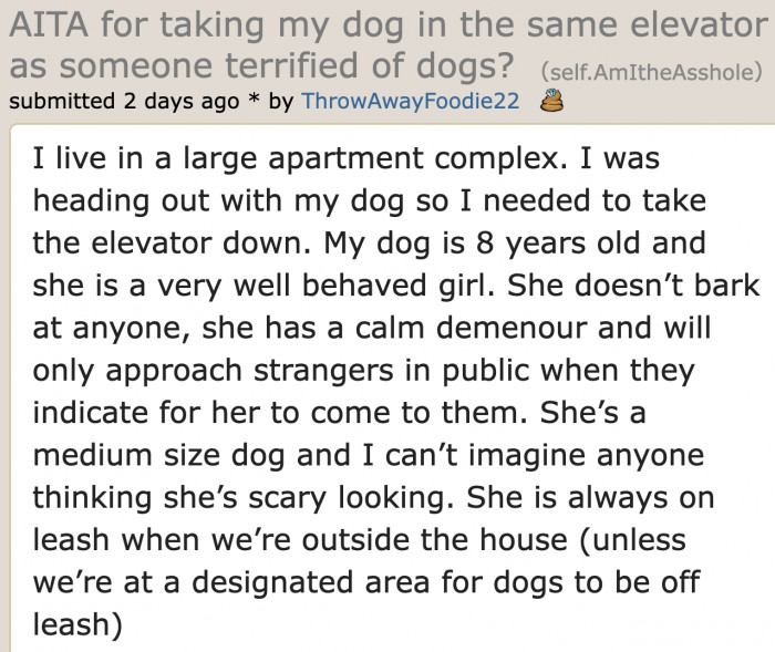 The OP described their dog.