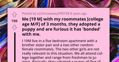 Siblings Are Upset That The New Puppy They Adopted Has Chosen To Bond With Their Roommate Instead Of Them