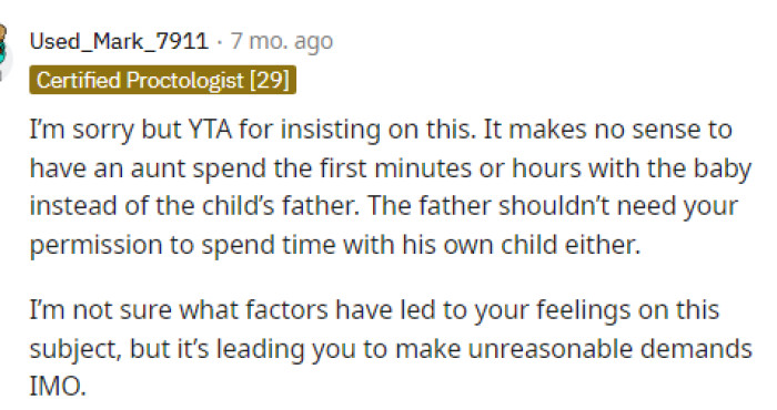 Many people, however, came to the comments to let OP know that they were TA for suggesting this and also almost not giving her husband a choice in the matter.