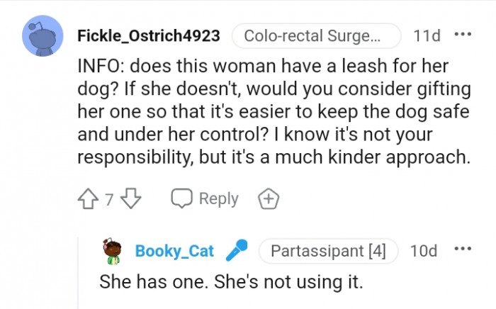 Would you consider gifting her a leash for the dog?