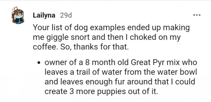 The list of dog examples made this Redditor giggle snort