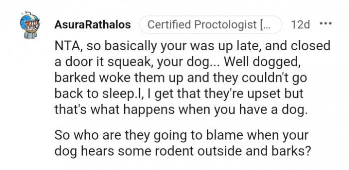 The dog's barking woke them up and they couldn't go back to sleep