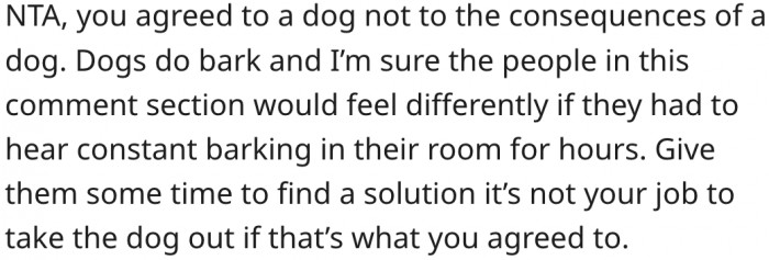 4. It's not her responsibility to care for a dog she doesn't want.