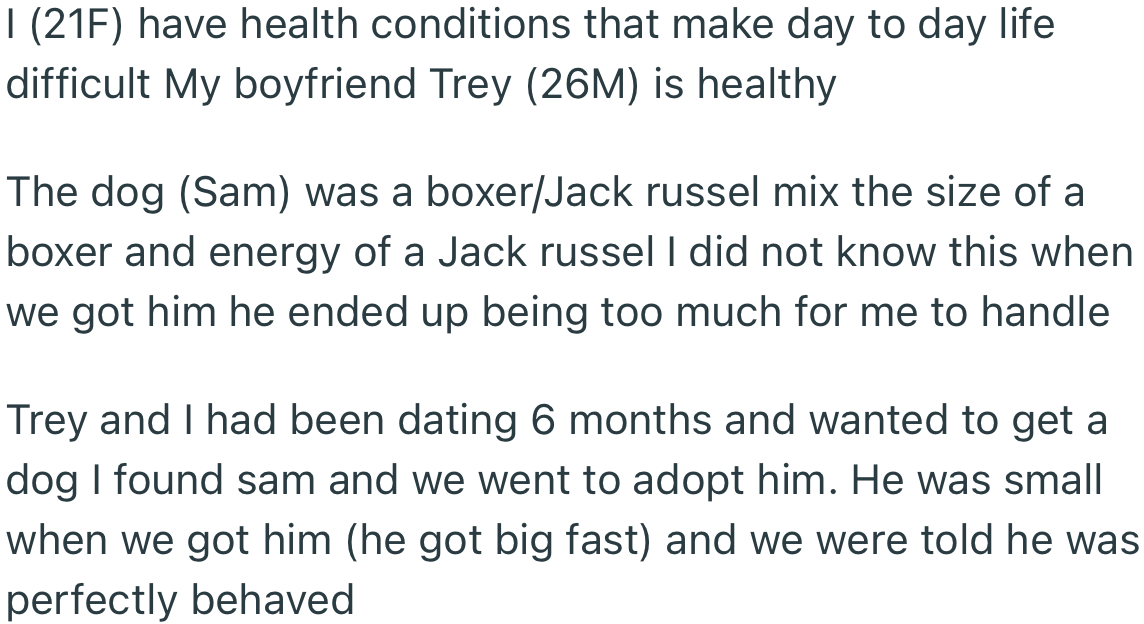 The couple got a dog together, only to find out that it’s too much for them to handle