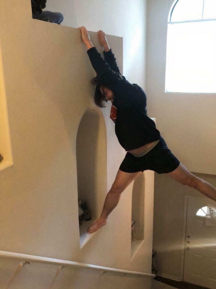 "Person Who Thought All Cats Were Evil Is Now Doing Indoor Rock Climbing To Reach Her. Why? Cause He Wanted To Kiss Her Forehead"