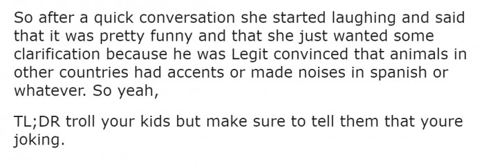 Luckily, the teacher seemed to find the whole thing funny and had only called for clarification