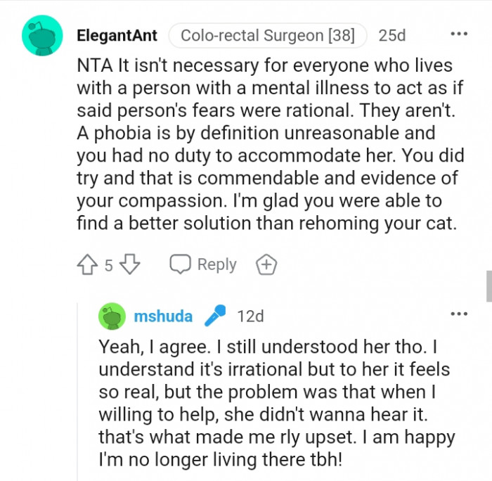 You had no duty to accommodate her.