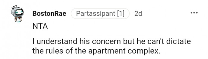 12. Dictating the rules of the apartment complex