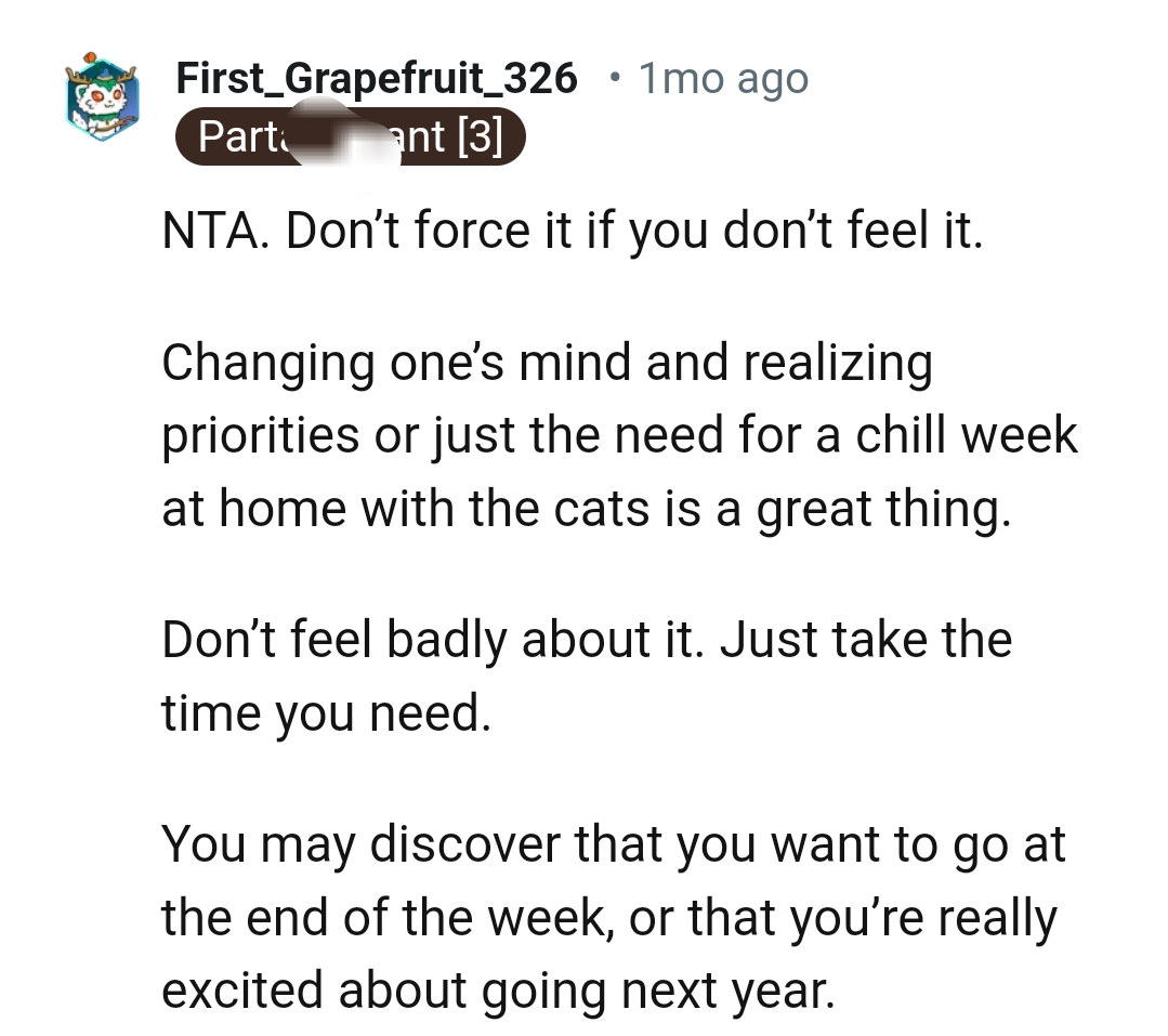 The OP shouldn't feel bad about it