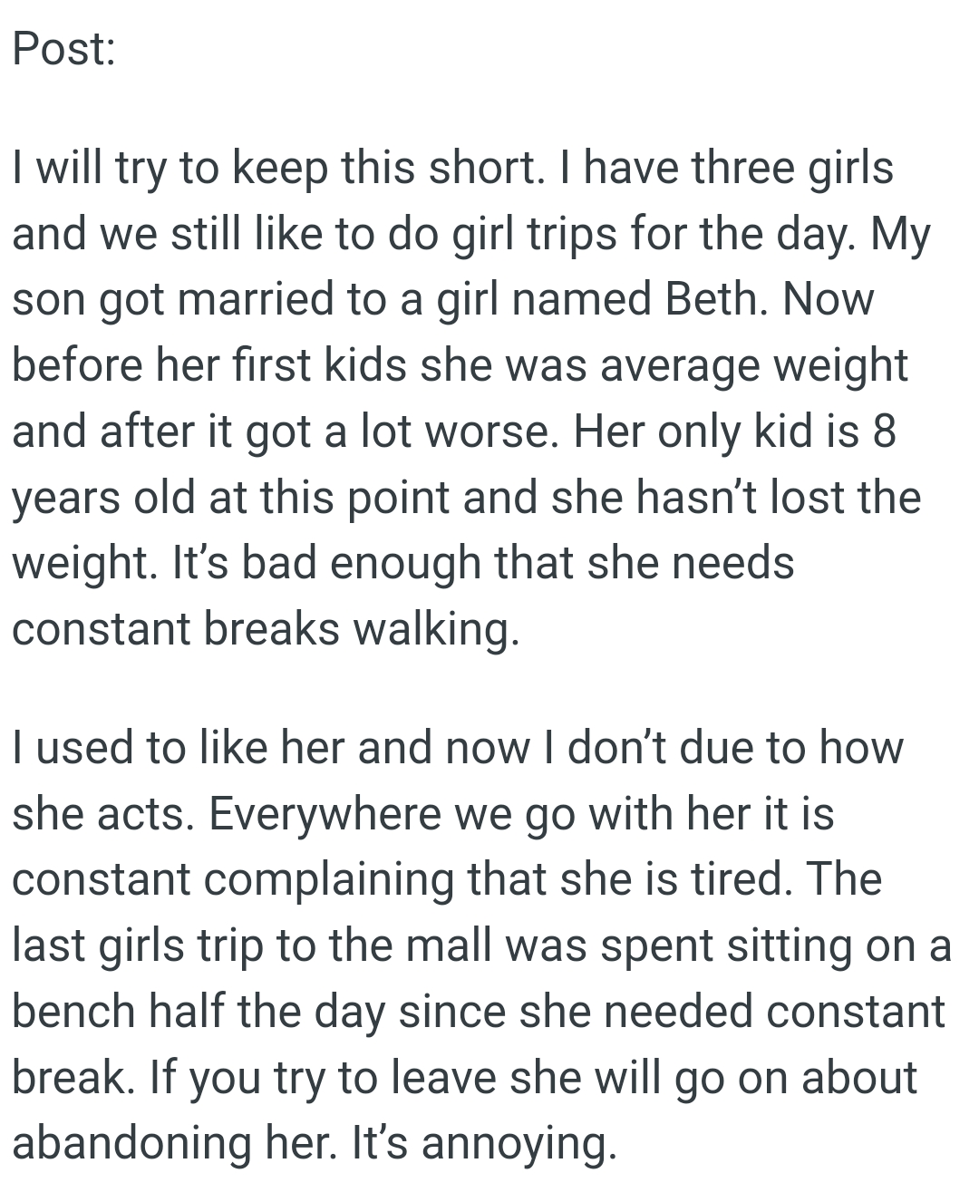 Her only kid is 8 years old and she hasn’t lost the weight