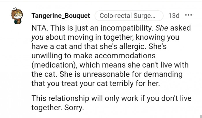 She is unwilling to make accommodations