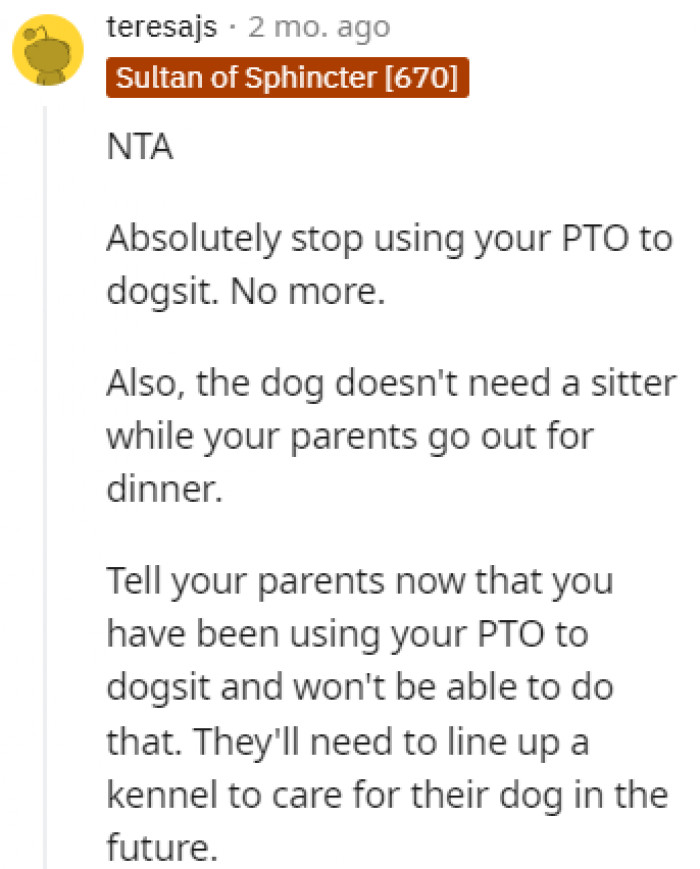 No more PTO for dog sitting