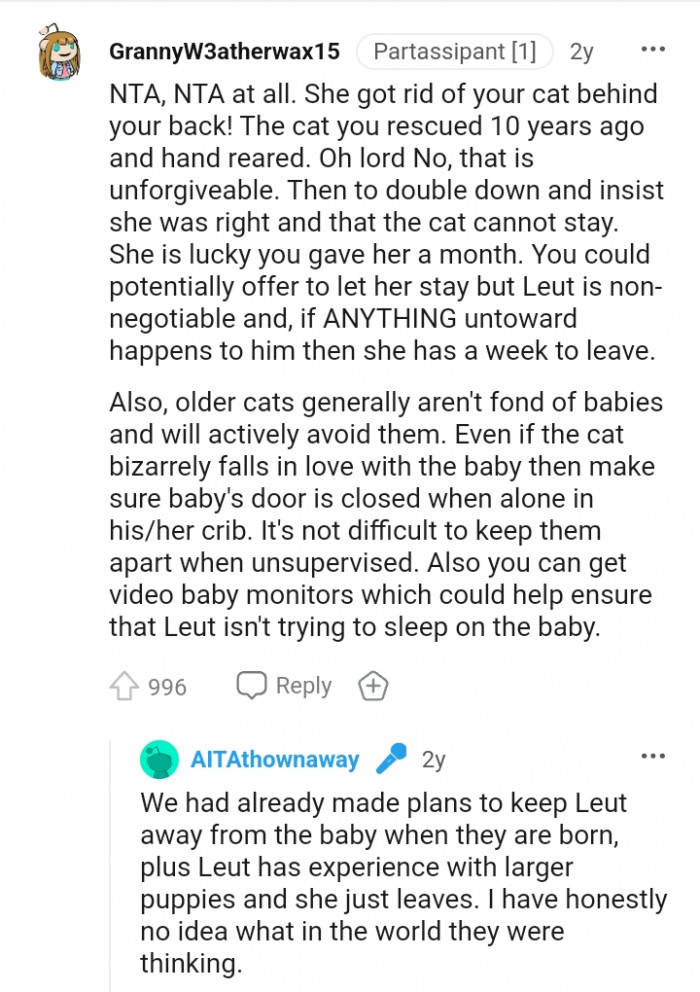 She is lucky you gave her a month