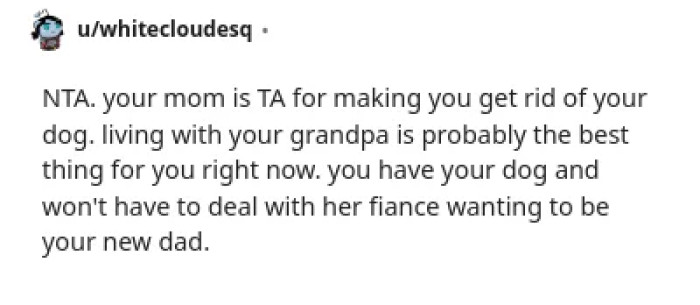 At least the OP doesn't have to deal with the fiancé and his attitude.