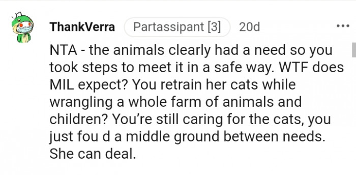 You are still caring for the cats