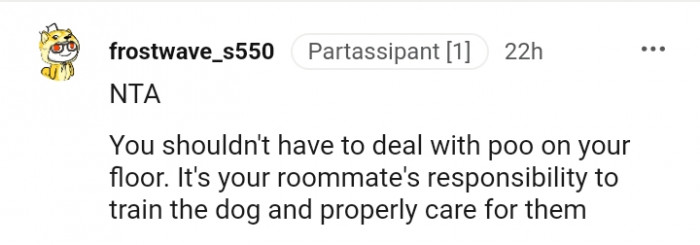 It's her responsibility to train the dog.