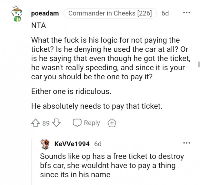 Redditor Withholds Paying Her Part Of The Rent Until Boyfriend Pays For