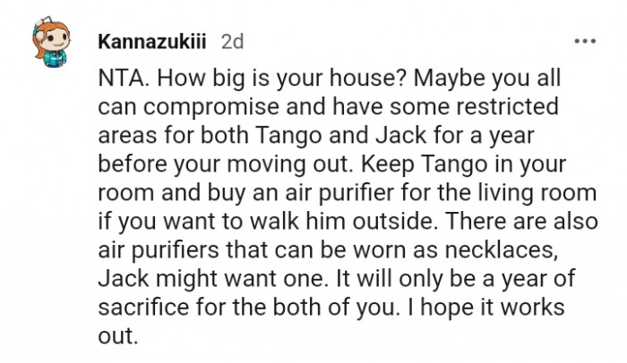 17. Keep Tango in your room