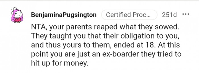 18. You are just an ex-boarder they tried to hit up