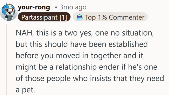 When a future pet turns into a potential relationship ender, it suddenly feels a lot bigger than cats or dogs.