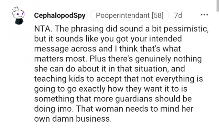 That woman needs to mind her business