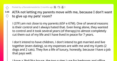 Woman Who Has No Interest In Marriage Or Having Kids Is Left To Choose Between Parents Or Pets