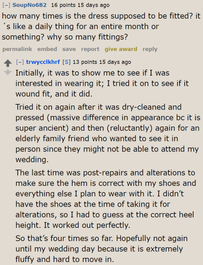 So many fitting sessions.