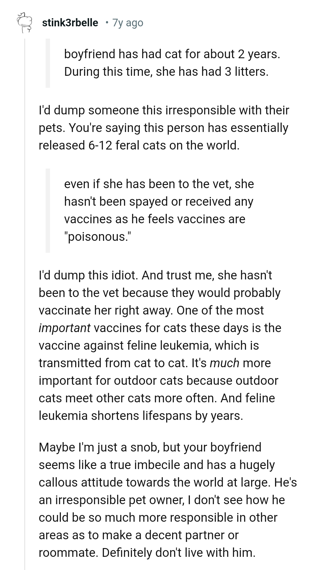 This Redditor is sure the cat hasn't been to the vet