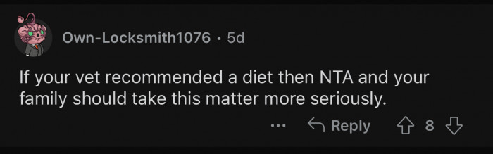 Why is the family ignoring the vet's advice?