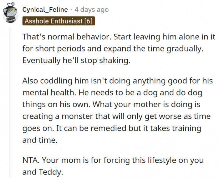 17. OP's mom is forcing her lifestyle and what she wants on OP and Teddy.